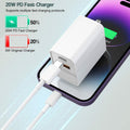 Fitquipment Fast 20W Dual Port QC+ USB C Charger 2Pack White 6FT Cable