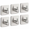 Eowihor 6 Pack Silver Stainless Steel Wall Hooks Heavy Duty Waterproof
