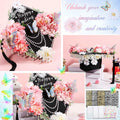 CraftyDream Artificial Flower Heads with Greenery Stems Pink Medium to Large