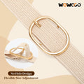 WOWOGO Women Straw Woven Rattan Stretch Belt Boho Beige Waist up to 33" Size