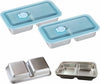 LIGIDAR Reusable Snack Containers 2pcs Stainless Steel Double Compartment