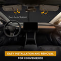 EcoNour Tesla Model 3/Y Windshield Sun Shade Foldable Silver UV Protection