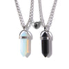 Caiyao 2Pcs Crystal Mutual Attraction Hexagonal Pendant Necklace Black Egg