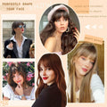 WZNBBOY Synthetic Clip in Bangs Hair Extensions Brown Black Wispy Fringe