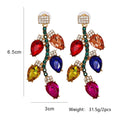 Dtja Crystal Xmas Leaf Dangle Earrings Women Colorful Cubic Zirconia Big Style