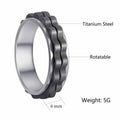 Udolfly Titanium Steel Womens Fidget Spinner Ring Silver Black Size 8