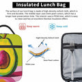 cromcu Avocado Insulated Lunch Box Pink Reusable Cooler 1.37L Polyester
