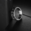 Udolfly Titanium Steel Womens Fidget Spinner Ring Silver Black Size 8