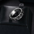 Udolfly Titanium Steel Womens Fidget Spinner Ring Silver Black Size 8