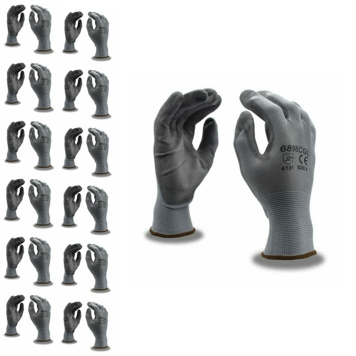 Cordova 6898CGXL Standard Gloves 13-Gauge Gray Polyester Palm Coating 12-Pack XL
