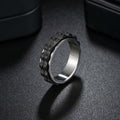 Udolfly Titanium Steel Womens Fidget Spinner Ring Silver Black Size 8
