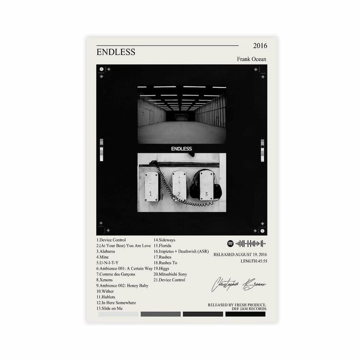Nomzie Frank Ocean Endless Album Cover Poster Wall Art 12x18in