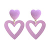 CBLUED Double Hearts Drop Earrings Purple Amethyst Dangle Jewelry