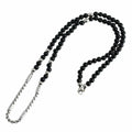 BLEUM CADE Black Agate Stone Necklace Double Pentagram Pendant