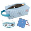 LOYEJEGL Foldable Travel Cosmetic Makeup Bag Blue PU