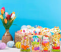 ABTOLS 100PCS Easter Cellophane Treat Bags Colorful Plastic Bunny 7x10in