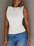 Imily Bela Womens Casual Tank Top Slim Fit Y2K Tee White Size L