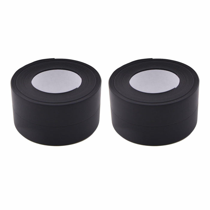 Qiveno 2pcs Waterproof Caulk Tape Black PVC Sealant for Kitchen Bathroom 10.5ft