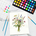 48 Color Solid Watercolor Paint Set with 3 Brushes for Kids & Artists