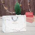 [Like New] Pomei 20 PCS Marble Paper Gift Bags Gray Handles 17.1x5.1x12.2in