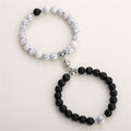 Natural Stone Chakra Tiger Eye Beads Bracelet Set Pink 2Pcs Unisex
