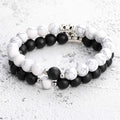 Natural Stone Chakra Tiger Eye Beads Bracelet Set Pink 2Pcs Unisex