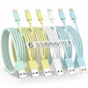 SISXSO 6Pack Apple MFi Lightning Cable Fast Charging Multicolor 3/3/6/6/6/10FT