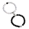 Natural Stone Chakra Tiger Eye Beads Bracelet Set Pink 2Pcs Unisex