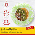 Glad Round Disposable Paper Bowls Green Victorian Design 16oz 15ct 6 Pack