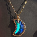 Haowuliao Moon Necklace Women 17x28mm Gold Cable Chain Casual Space
