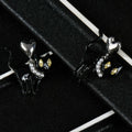 OFGOT7 Black Cat Halloween Pearl Dangle Earrings Metal Jewelry for Women