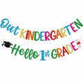 Firefairy Kindergarten Graduation Banner Pre-strung Colorful Glitter Cardstock
