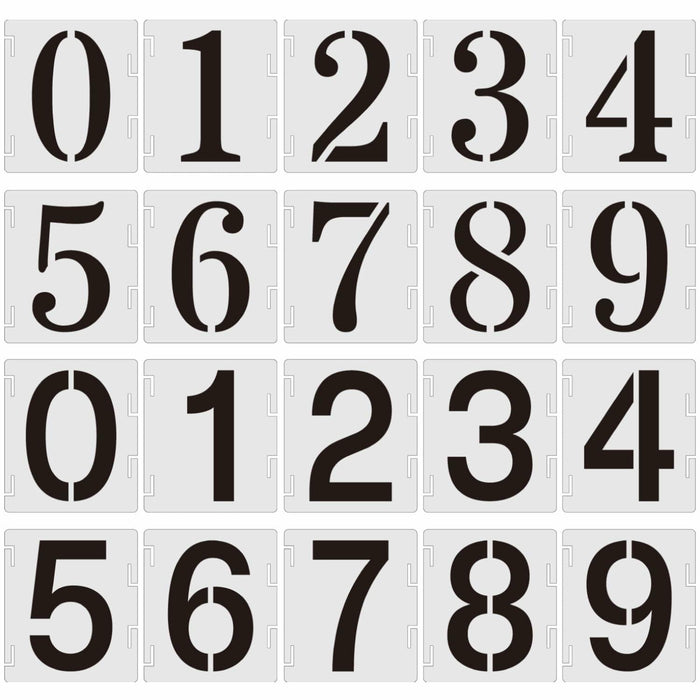 Duozea 4 Inch Number Stencils Set Plastic Reusable Templates for Painting