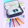 KEBEIXUAN Canvas Pencil Case Large Capacity Zipper Organizer Pink