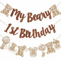 CANDY CHEF My Beary 1st Birthday Banner Set 3Pcs Brown Glitter Animals