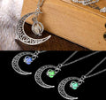 Anvirtue Moonstone Glow Necklace Pendant Chain Green Healing Quartz Alloy