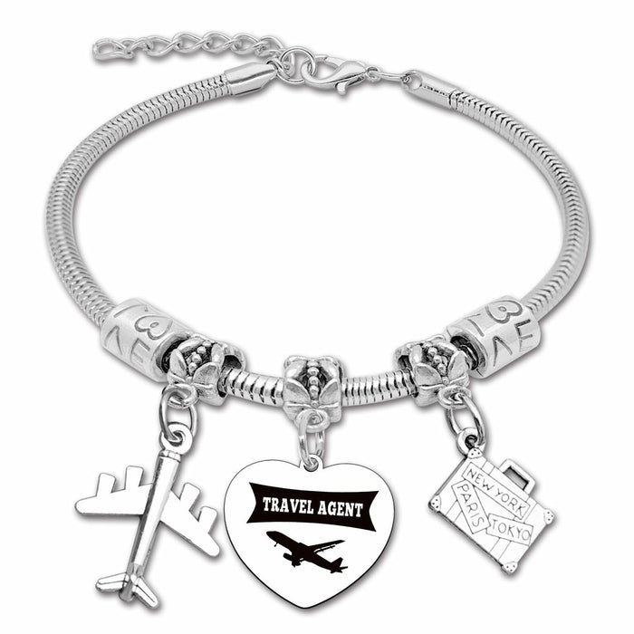 DlaeKua Travel Lover Stainless Steel Bracelet Women Memories Along The Way