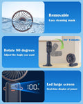 Akejrym Portable Handheld Fan 4000mAh LED Display 5 Speeds 90° Adjustable Blue
