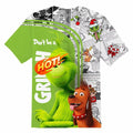 ZYQQT Christmas Cartoon Green T-Shirt Crew Neck Boys Girls Size XL