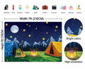 PGSWEER Camping Backdrop 7x5FT Blue Crepe Paper Campfire Mountain Banner
