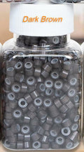 coloryoung 1000pcs 5mm Silicone Lined Micro Beads Hair Extensions Dark Brown