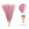 uxcell Faux Pampas Grass 17in 6 Stem 4pcs Red Brown Decor Wedding Home