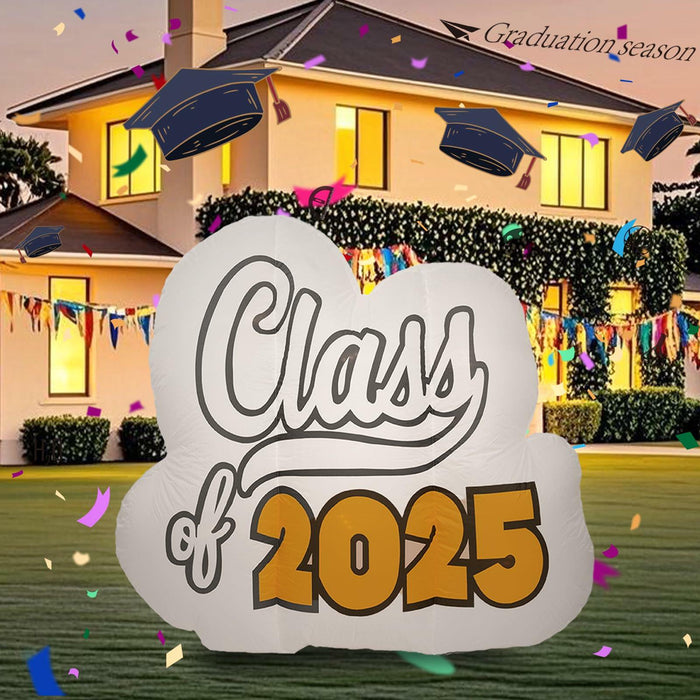 InfleasJoiy 4FT Graduation Inflatable Street Sign LED White Outdoor Decor