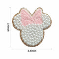 noxozoqm 2 Inch Bead Embroidered Patch Pink Pearl Glitter Edge 1Pc