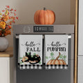 XCHI Fall Black Cat Pumpkin Plaid Kitchen Towels 18x26 Inch Set of 2