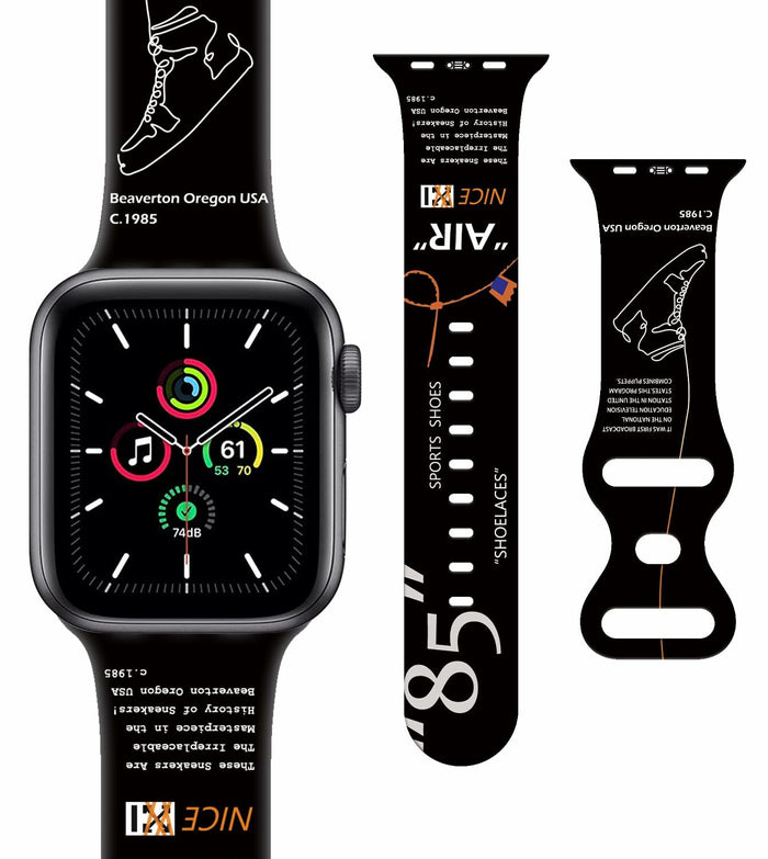 Sports Silicone Watch Bands Black Compatible with iWatch Series 1-9 42mm