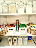 Generic Plastic Stackable Storage Bins with Bamboo Lid 2 PCS White 10x7in