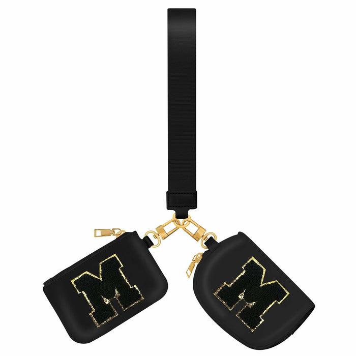 ARIKJ Initial Wristlet Wallet Dual Pouch Mini Coin Purse Black B