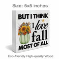 Heijie Fall Wood Box Sign Art Farmhouse Autumn Pumpkin Decor 5x5 Inches