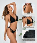 JOYBIK Women’s Ruffled Halter Bikini Set Brown Leopard Print Size S